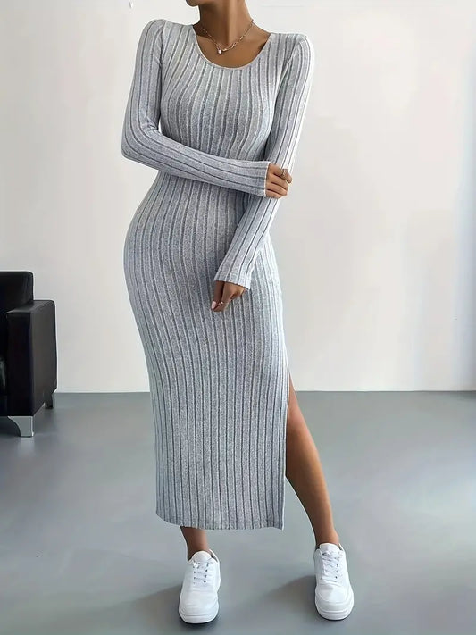 DressFY™ l Ribbed Knit Long Sleeve Dress