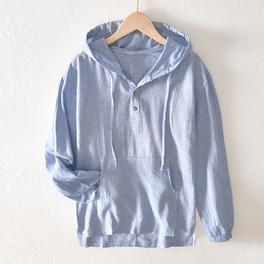 KINGS CROSS PINSTRIPE LINEN HOODIE