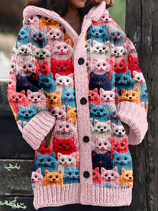 Bella Lux™ l Autumn Cats Cozy Hoodie Cardigan