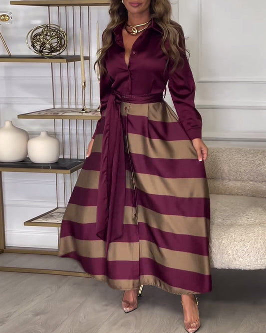 Bella Lux™ l Striped Elegance Dress